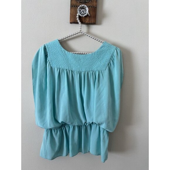 Leifsdottir Womens Size 2 Green Sleeveless Blouse Pleated Peplum 100% Silk - Picture 3 of 5